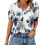 Women's  Short Sleeve Button-Down V-Neck Shirts rSets -Brown L 7