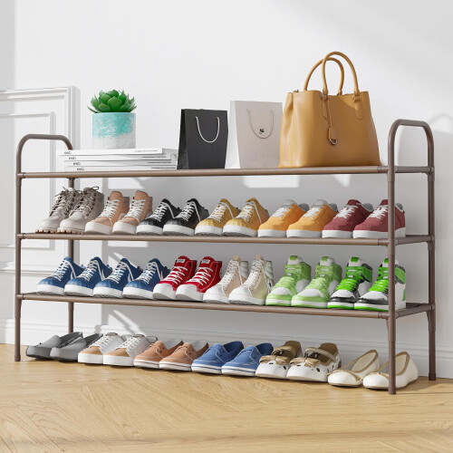 Shoe Rack Black Stackable Space-Saving Large 1