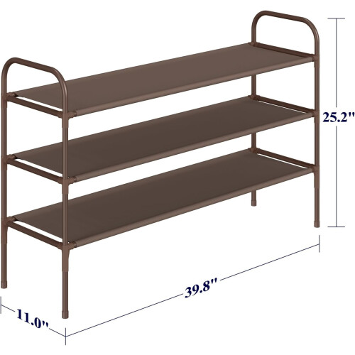Shoe Rack Black Stackable Space-Saving Large 2