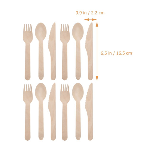 Wooden Utensils Set Forks Spoons Disposable 100 Pcs 1