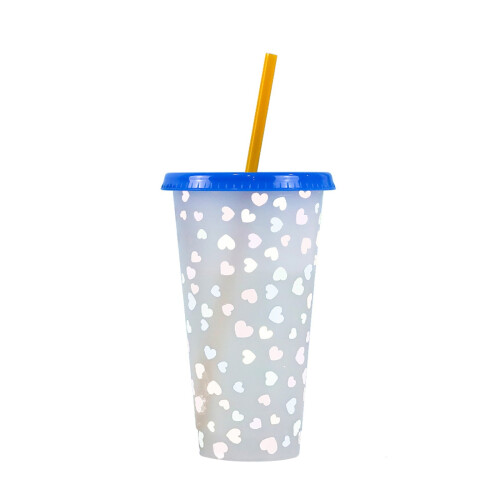 Hjerteformet fargeskiftende kopp 710 ml PP-plast 1