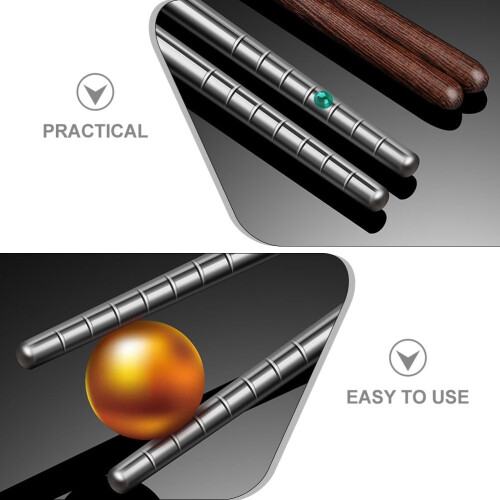 Palillos de acero inoxidable con mango de madera extralargo 1