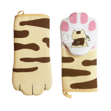 Gants de cuisine en coton à motif de pattes de chat – 1 paire
