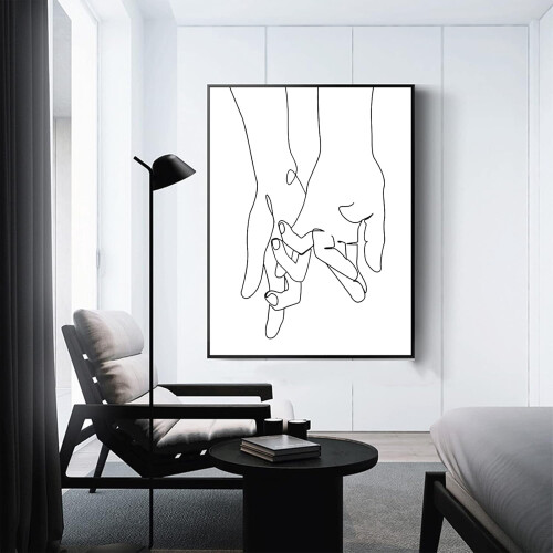 Minimalistische zwart-wit lijntekening canvasposter 1