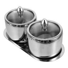 Saliera organizer da cucina in acciaio inox con coperchio