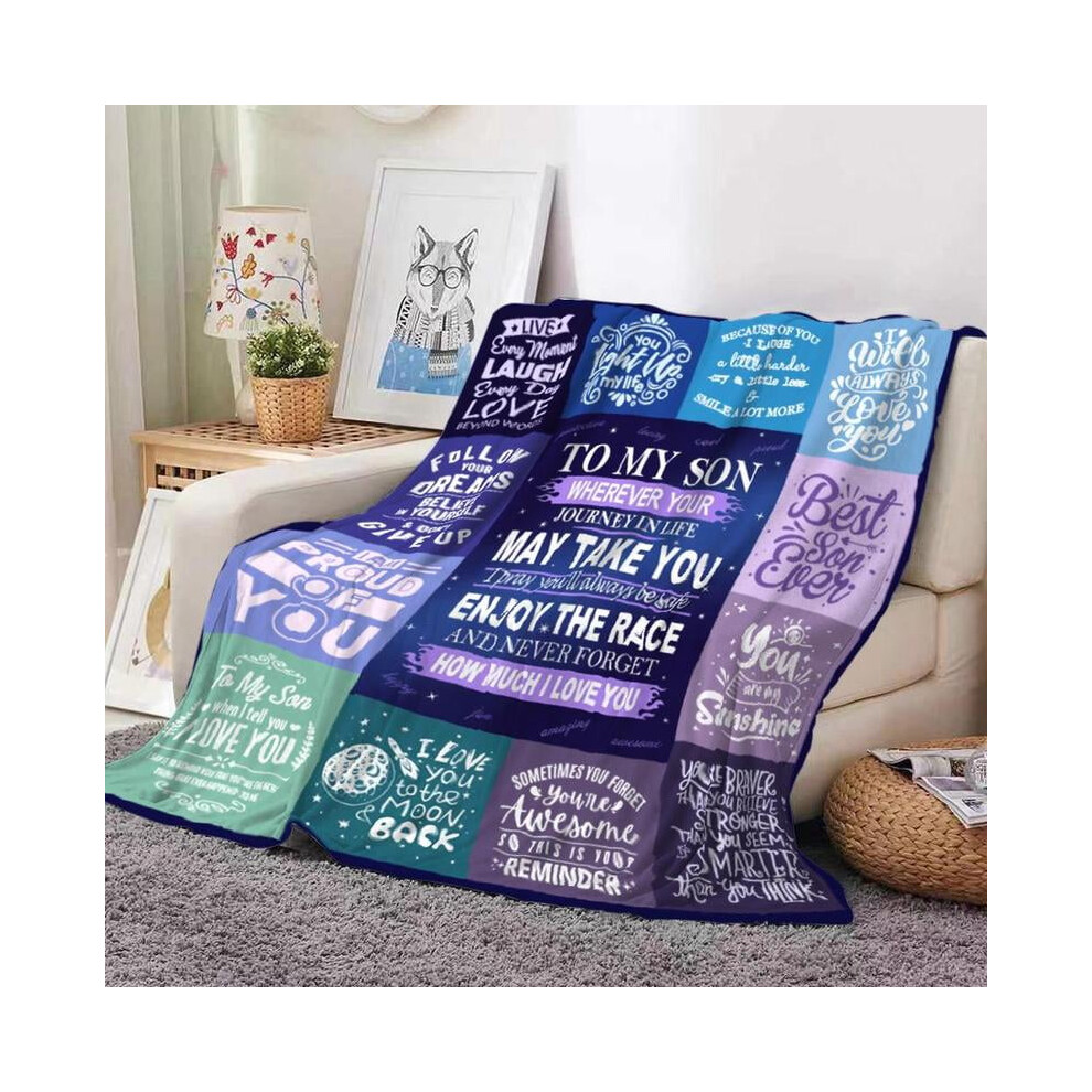 Soft Plaid Letter-Print Polyester Throw Blanket-image-OPC-PTZC9MX-NEW
