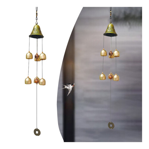 Sino de vento metálico para decoração interna e externa, 55 cm, dourado 1