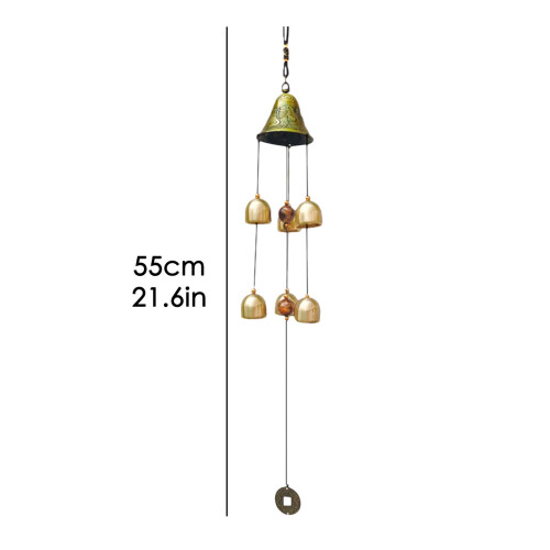 Sino de vento metálico para decoração interna e externa, 55 cm, dourado 2