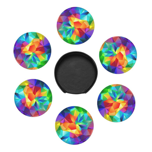 6-Pack Leather Drink Coasters – Polygon Table Protectors 2