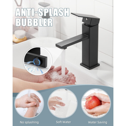 Matte Black Bathroom Faucet Set with Pop Up Drain 1
