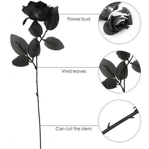 10 ks černobílých umělých růží 40 cm 2