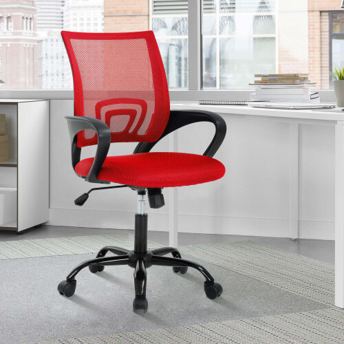 Mesh Office Chair with Armrests and Casters, Black 1