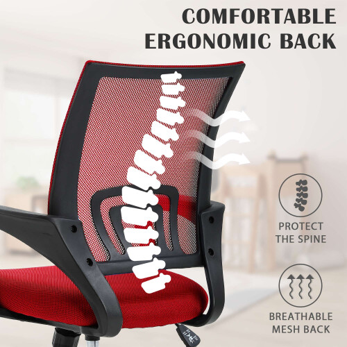 Mesh Office Chair with Armrests and Casters, Black 2