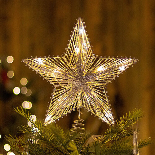 Étoile de Noël en fer forgé à 5 branches avec lumières 1