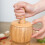 Bamboo Garlic Press with 220ml Jar and Lid 7