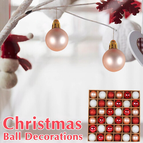Christmas Tree Decoration Ball Set Red White Pattern 1