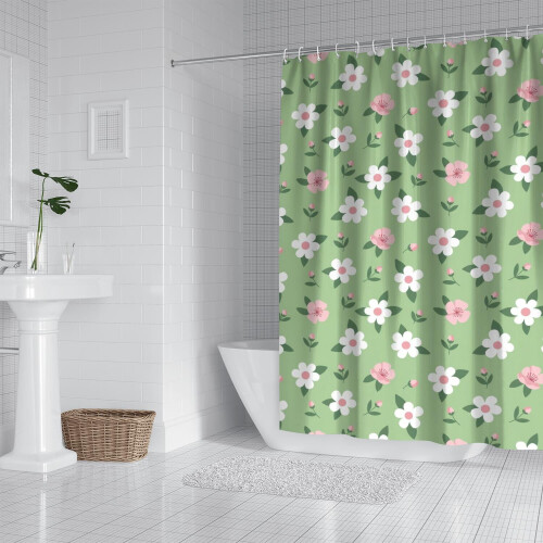 Κουρτίνα ντους με floral εκτύπωση 72x84 ίντσες, αδιάβροχη 1