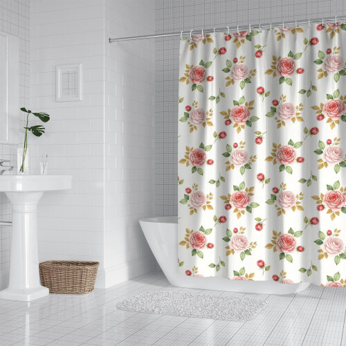 Rideau de douche à motif floral 183 x 213 cm, polyester imperméable 1