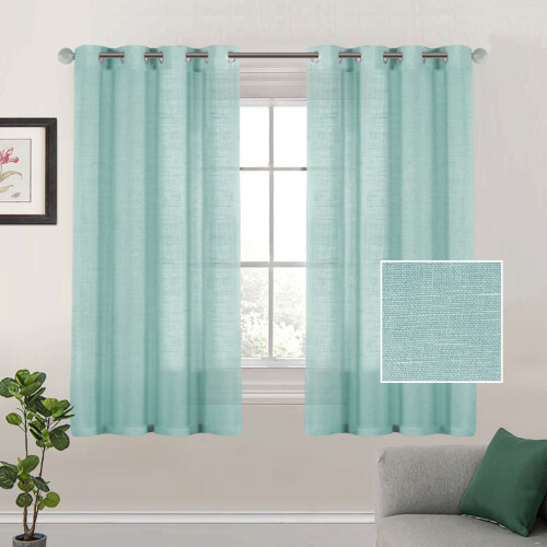 Linen Sheer Curtains Silver 52x63 in 2 Panels 1