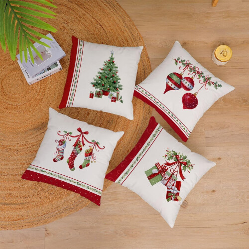 Julkuddfodral i sammet, 4-pack, 36x36 cm 1
