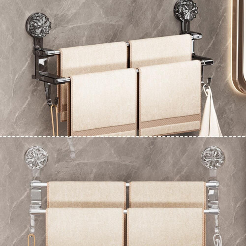 Porte-serviettes à double ventouse en acier inoxydable 1