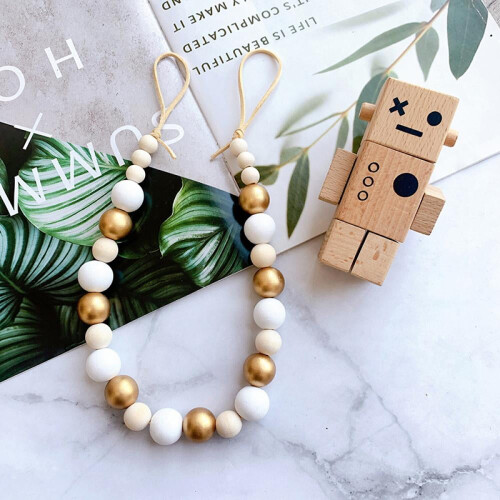 Ensemble de 2 attaches de rideaux en perles de bois – Style bohème 2