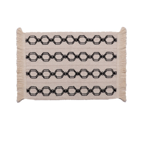 Set de table tissé en coton et lin avec pompons 33 x 50 cm