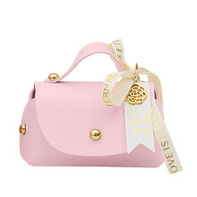 Faux Leather Handbag-Shaped Gift Bag with Ribbon Bow Handle
