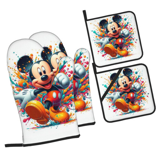 Ensemble de 4 maniques et gants de cuisine Mickey Mouse 1