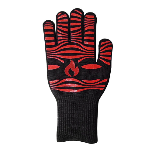 Hittebestendige, antislip siliconen barbecuehandschoen, rood 1