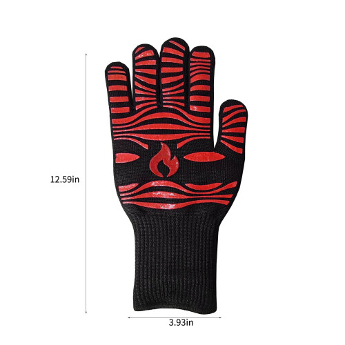 Hittebestendige, antislip siliconen barbecuehandschoen, rood 2
