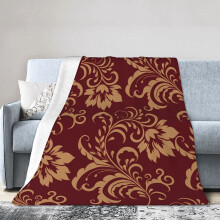 Floral Throw Blanket 50 x 40 Inch Maroon Gold