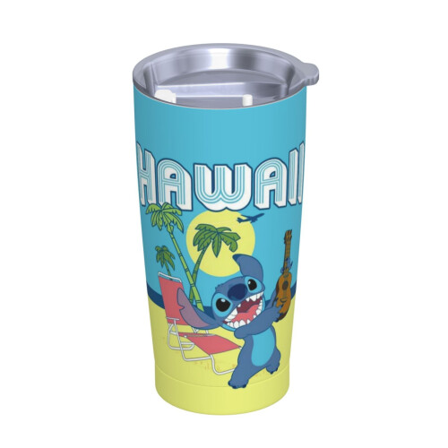 Cartoon Stitch 600 ml rostfritt stålmugg med sugrör 1
