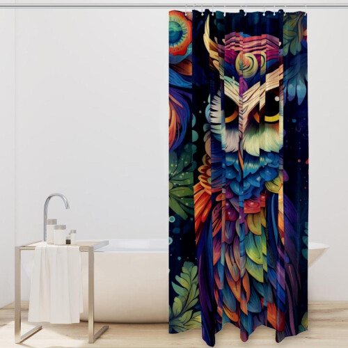Uggletryckt duschdraperi i polyester 180x180 cm 1