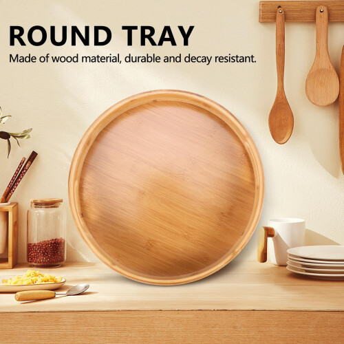Plateau de service rond en bois 30 cm 1