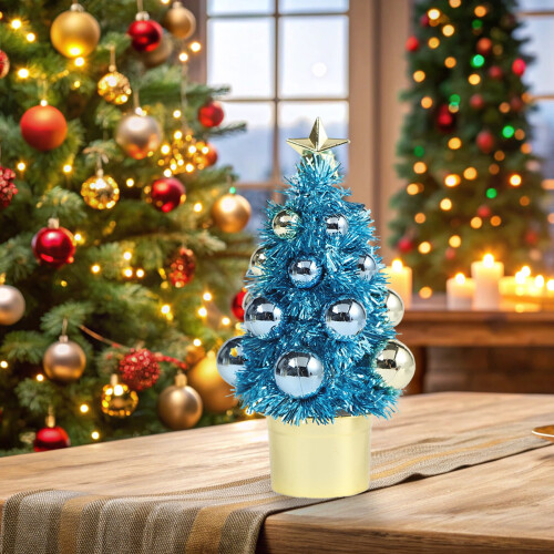 Blue Pyramid Christmas Tree Decoration with Star 1