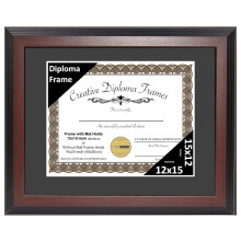 Cadre pour diplĂ´me TiaGOC12x15, finition acajou, passe-partout noir