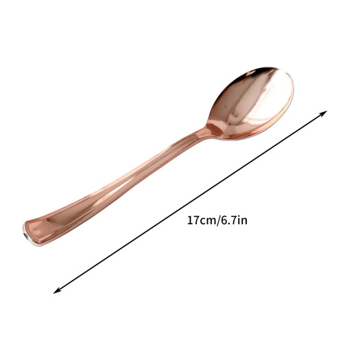 Rose Gold Plastic Spoons – 10-Piece Disposable Cutlery Set 1