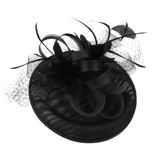 Damfascinator i polyester med fjäder och blomma 1
