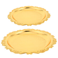 2Stk Religiöses Passover Tablett Aus Metall in Gold Für Zuhause