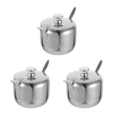 3Pièces Récipients À Sucre Argent Ronds Pour Café Cuisine