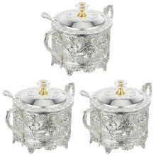3Pcs Silver Multi-Purpose Seasoning Container with Lid
