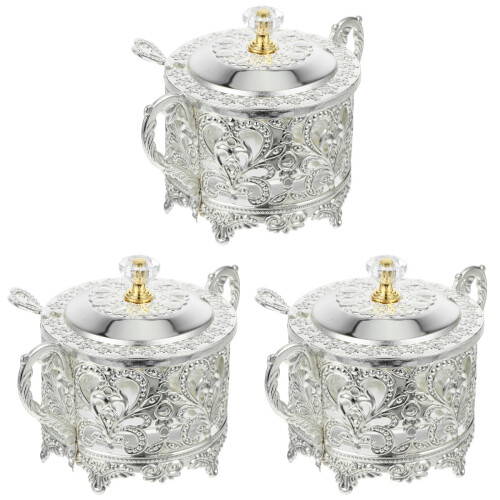 3Pcs Silver Multi-Purpose Seasoning Container with Lid