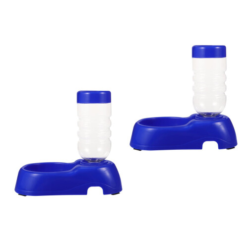 2Pcs Blue Kitten Water Feeder Practical Non-Tip Pet Drinking Bowl
