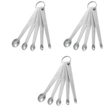 15Pcs Stainless Steel Measuring Spoons Set Silver Baking Kitchen Use