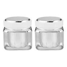 2Pcs Acrylic Cosmetic Container Jars Silver for Travel Creams Makeup