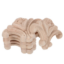 6Pcs Carved Wood Rose Applique Beige Decorative Furniture Onlay Decals