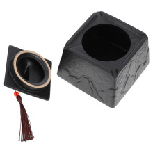 1Pc Versatile Black Ceramic Ashtray Decorative Covered Ash Container