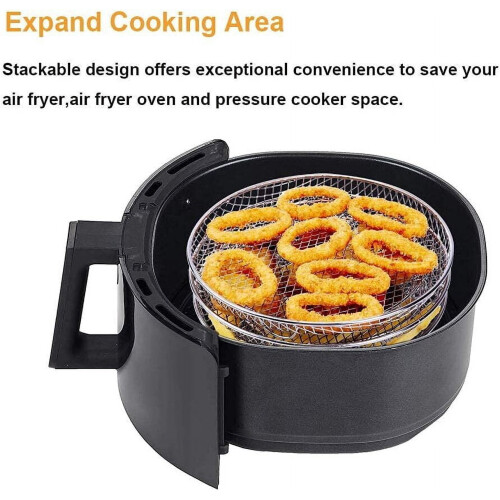 Stainless Steel Air Fryer Rack Set – 3-Piece Stackable 1