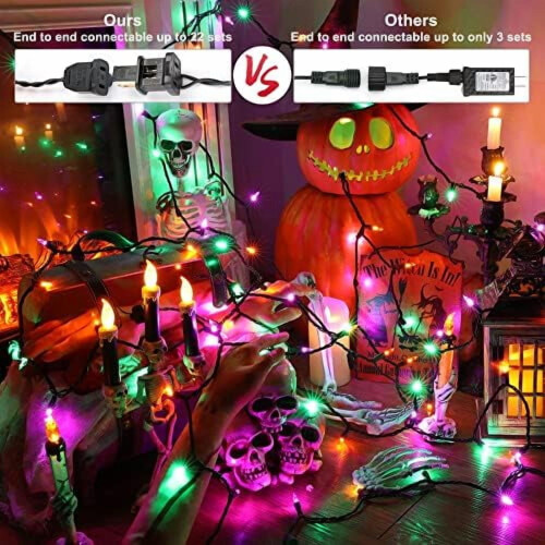 100-LED Lilla Grøn Orange Halloween Lyskæde 10 m 2